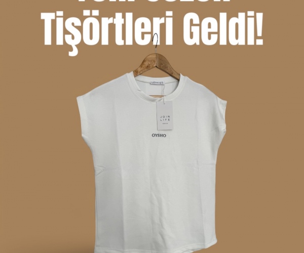 OYSHO KUMAŞ KIRIK BEYAZ BASIC T-SHIRT