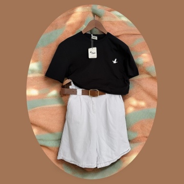 İKİLİ KOMBİN - KETEN ŞORT VE BASIC T-SHIRT