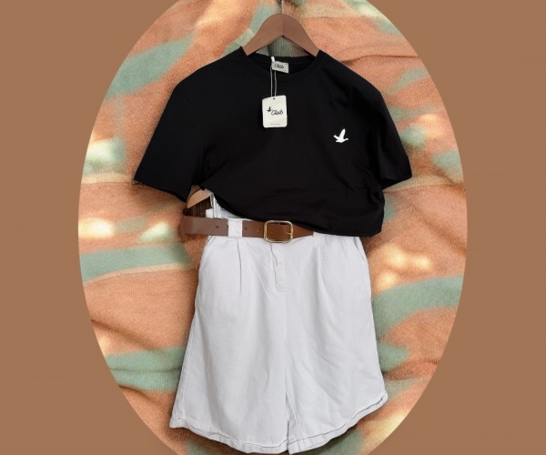 İKİLİ KOMBİN - KETEN ŞORT VE BASIC T-SHIRT