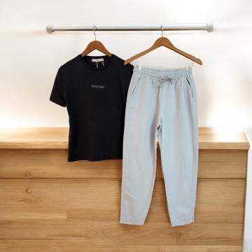 MAVİ KETEN RAHAT KESİM ZARA MODEL PANTOLON